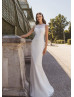 Beaded Ivory Lace Satin Chic Wedding Dress